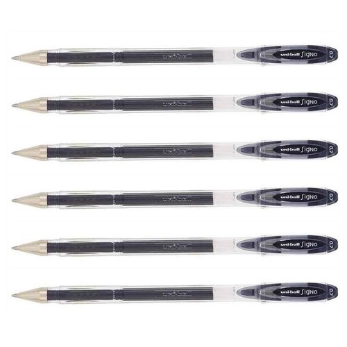 Uni-Ball Lot De 6 Rollers Encre Gel Signo Um120 Pointe Moyenne 0,7mm Noir