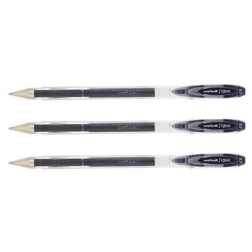 Uni-Ball Lot De 3 Rollers Encre Gel Signo Um120 Pointe Moyenne 0,7mm Noir