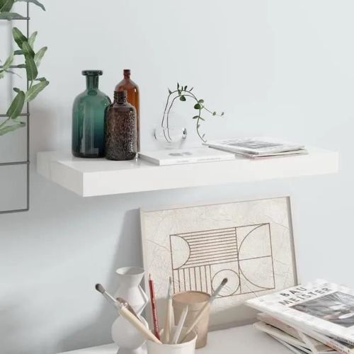 Vidaxl Étagère Murale Flottante Blanc Brillant 50x23x3,8 Cm Mdf