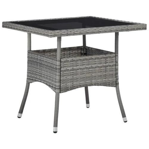 Vidaxl Table À Manger D'extérieur Gris Résine Tressée Et Verre
