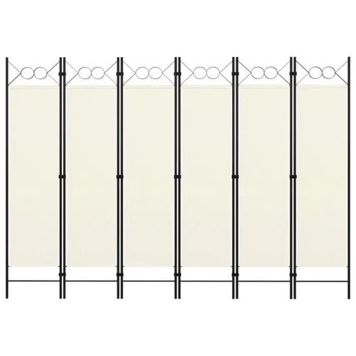 vidaXL Cloison de séparation 6 panneaux Blanc crème 240x180 cm