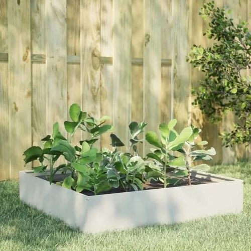 Vidaxl Lit Surélevé De Jardin Blanc 100x100x33,5 Cm Acier