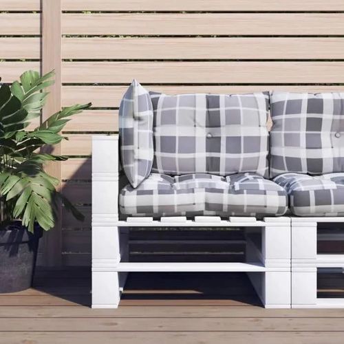 Vidaxl Coussins De Palette Lot De 3 Motif À Carreaux Gris Tissu 360870