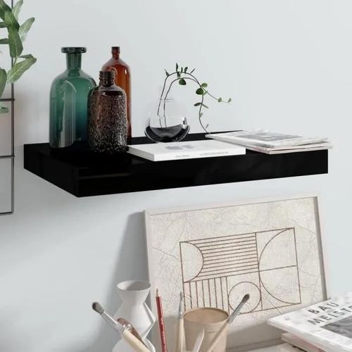 Vidaxl Étagère Murale Flottante Noir Brillant 40x23x3,8 Cm Mdf
