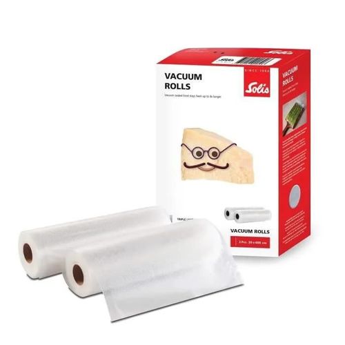 Sac Sous Vide Alimentaire - Rouleau Sous Vide Alimentaire - 2 Rouleaux De 20 X 600 Cm - Réutilisable - Solis