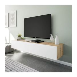 Meuble Tv Suspendu Blanc Chêne 