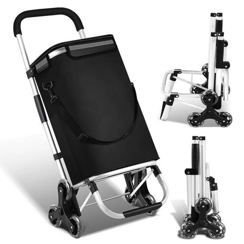 Randaco Chariot de Courses 40L Caddie Pliable à 6 Roues, en aluminium , Capacité 40KG, Noir DIABLE