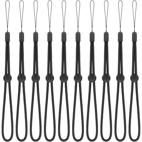 Lot De 10 Dragonnes Réglables En Nylon Pour Téléphone Portable - Dragonne Fonctionnelle Pour Appareil Photo, Portefeuille, Clés, Clé Usb, Étiquette Nominative, Noir[SHJ41904424]