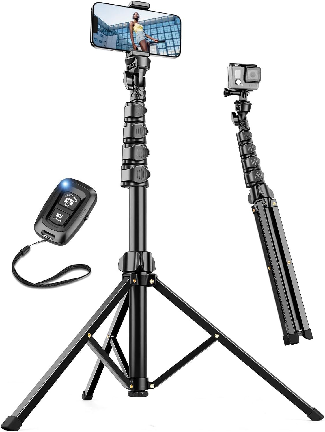 Trépied Smartphone,180Cm Extensible Trepied Telephone Aluminium Per...