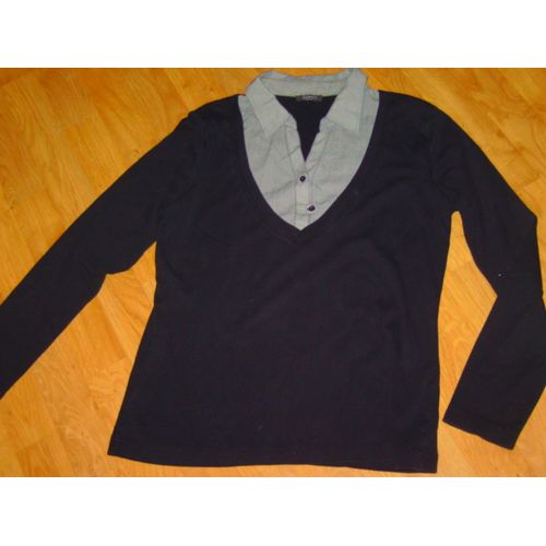 Chemise Tee Shirt Zamba Noir Et Grisé Taille 40 Tbe