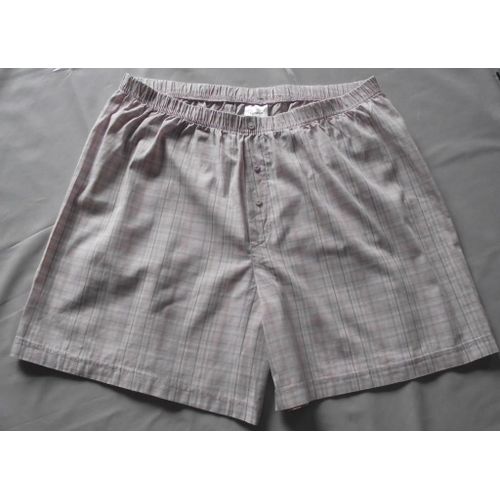 Caleçon Short Mixte Queentex Taille 38/40 100% Coton Motif Écossais Couleur Pastel Beige Rose Mauve