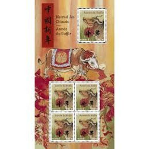 Année Lunaire Chinoise Du Buffle Feuillet 5469 Année 2021 N° 5469 5470 Yvert Et Tellier Luxe
