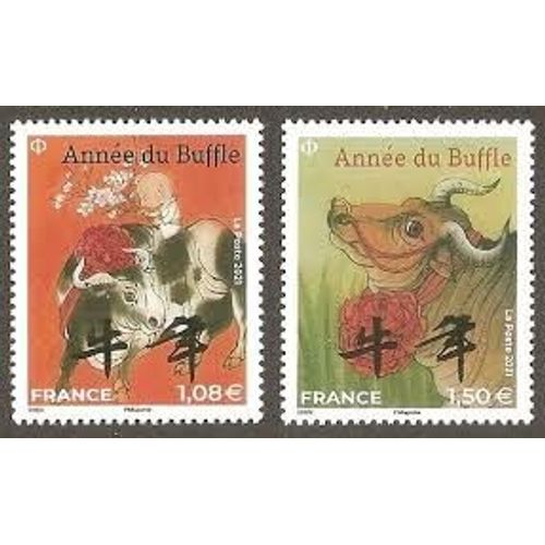 Année Lunaire Chinoise Du Buffle La Paire (Petit Format) Année 2021 N° 5468 5470