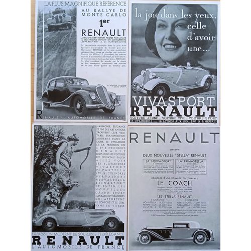 Gros Lot 25 Affiches Publicités Anciennes Années 30 : Automobile, Voitures Renault (Vintage French Advertising)