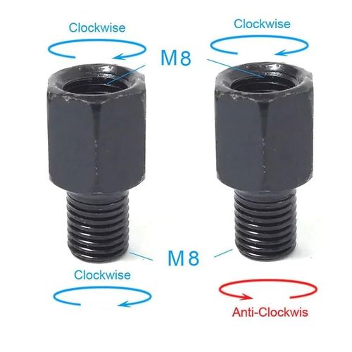1 Paire D'adaptateurs De Rétroviseurs De Moto Noirs M10 10mm M8 8mm, Boulon De Conversion Dans Le Sens Des Aiguilles D'une Montre, Anti-Horloge, Filetage Droit Gauche-M8m8 (Rr And Rl)
