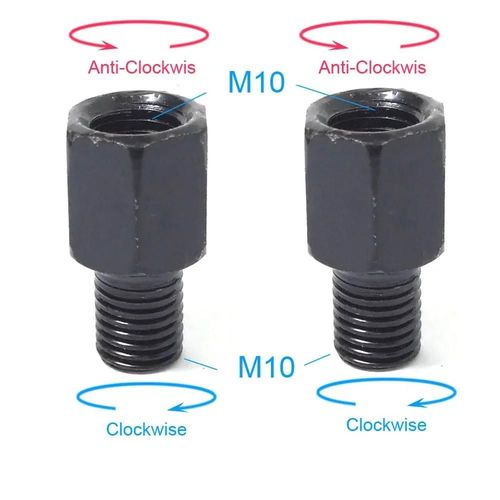 1 Paire D'adaptateurs De Rétroviseurs De Moto Noirs M10 10mm M8 8mm, Boulon De Conversion Dans Le Sens Des Aiguilles D'une Montre, Anti-Horloge, Filetage Droit Gauche-2x M10m10 (Lr)