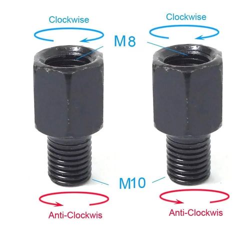 1 Paire D'adaptateurs De Rétroviseurs De Moto Noirs M10 10mm M8 8mm, Boulon De Conversion Dans Le Sens Des Aiguilles D'une Montre, Anti-Horloge, Filetage Droit Gauche-2x M8m10(Rl)