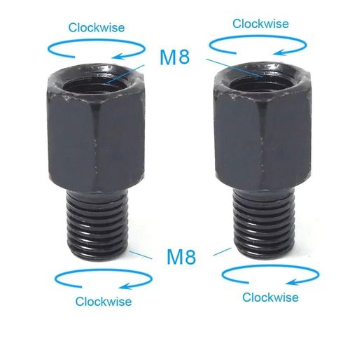 1 Paire D'adaptateurs De Rétroviseurs De Moto Noirs M10 10mm M8 8mm, Boulon De Conversion Dans Le Sens Des Aiguilles D'une Montre, Anti-Horloge, Filetage Droit Gauche-2x M8m8 (Rr)