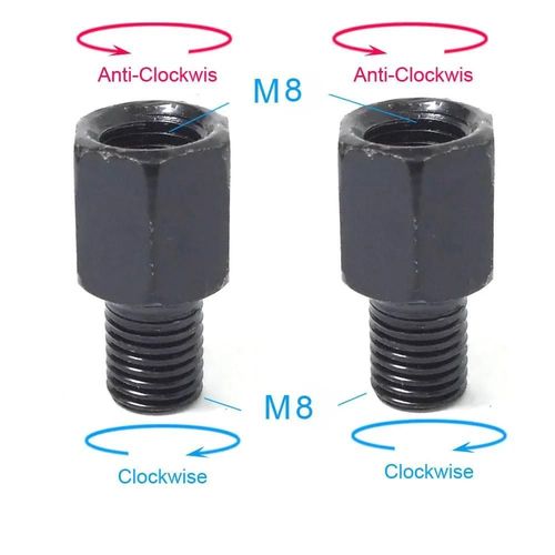 1 Paire D'adaptateurs De Rétroviseurs De Moto Noirs M10 10mm M8 8mm, Boulon De Conversion Dans Le Sens Des Aiguilles D'une Montre, Anti-Horloge, Filetage Droit Gauche-2x M8m8 (Lr)