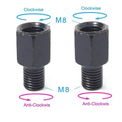 1 Paire D'adaptateurs De Rétroviseurs De Moto Noirs M10 10mm M8 8mm, Boulon De Conversion Dans Le Sens Des Aiguilles D'une Montre, Anti-Horloge, Filetage Droit Gauche-2x M8m8 (Rl)