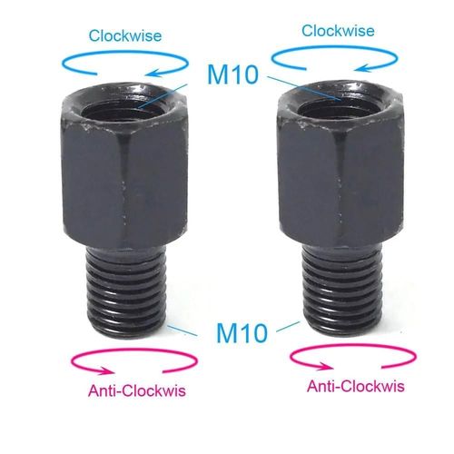 1 Paire D'adaptateurs De Rétroviseurs De Moto Noirs M10 10mm M8 8mm, Boulon De Conversion Dans Le Sens Des Aiguilles D'une Montre, Anti-Horloge, Filetage Droit Gauche-2x M10m10 (Rl)