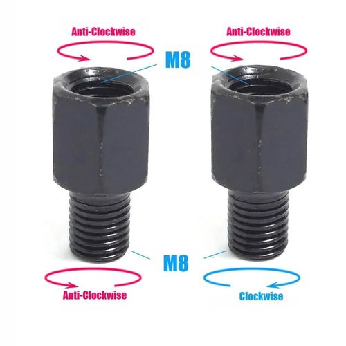 1 Paire D'adaptateurs De Rétroviseurs De Moto Noirs M10 10mm M8 8mm, Boulon De Conversion Dans Le Sens Des Aiguilles D'une Montre, Anti-Horloge, Filetage Droit Gauche-M8m8 (Ll And Lr)