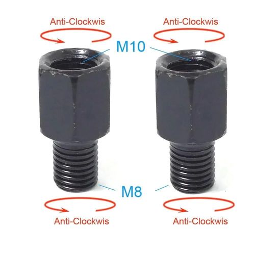 1 Paire D'adaptateurs De Rétroviseurs De Moto Noirs M10 10mm M8 8mm, Boulon De Conversion Dans Le Sens Des Aiguilles D'une Montre, Anti-Horloge, Filetage Droit Gauche-2x M10m8 (Ll)
