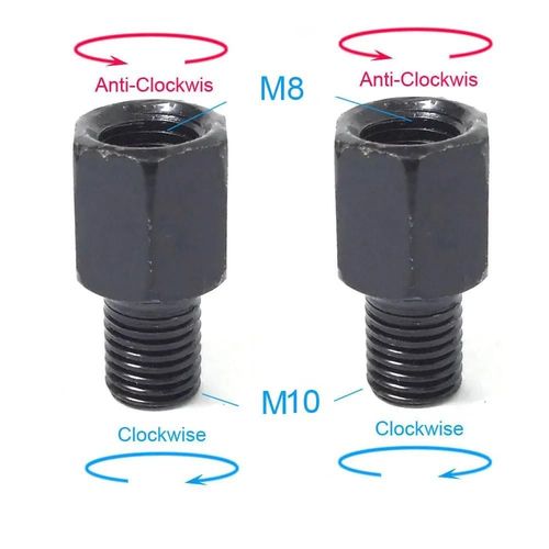 1 Paire D'adaptateurs De Rétroviseurs De Moto Noirs M10 10mm M8 8mm, Boulon De Conversion Dans Le Sens Des Aiguilles D'une Montre, Anti-Horloge, Filetage Droit Gauche-2x M8m10(Lr)