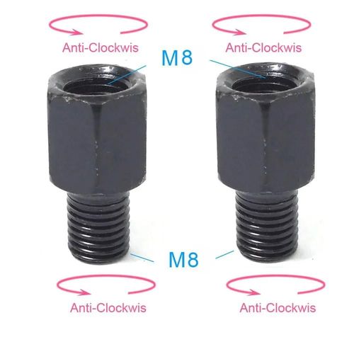 1 Paire D'adaptateurs De Rétroviseurs De Moto Noirs M10 10mm M8 8mm, Boulon De Conversion Dans Le Sens Des Aiguilles D'une Montre, Anti-Horloge, Filetage Droit Gauche-2x M8m8 (Ll)