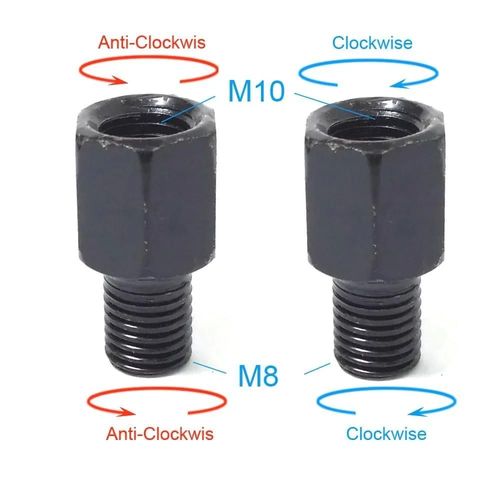 1 Paire D'adaptateurs De Rétroviseurs De Moto Noirs M10 10mm M8 8mm, Boulon De Conversion Dans Le Sens Des Aiguilles D'une Montre, Anti-Horloge, Filetage Droit Gauche-M10m8 (Rr And Ll)