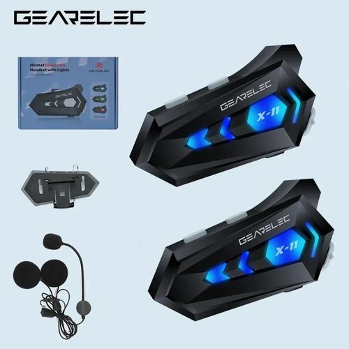 Gearelec X-11 Écouteurs Casque De Moto Casque Bluetooth 5.3 Haut-Parleur Étanche Écouteur Avec Lumière Ambiante Tricolore-Non-Intercom Headset