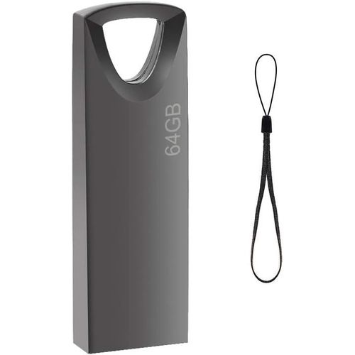 SHILIU-Cle USB 64 GO, Mini Clef USB 64 GO Métal Clé USB 64 Giga Imperméable USB Flash Drive 64GB avec Crochet pour Ordinateur Porta[