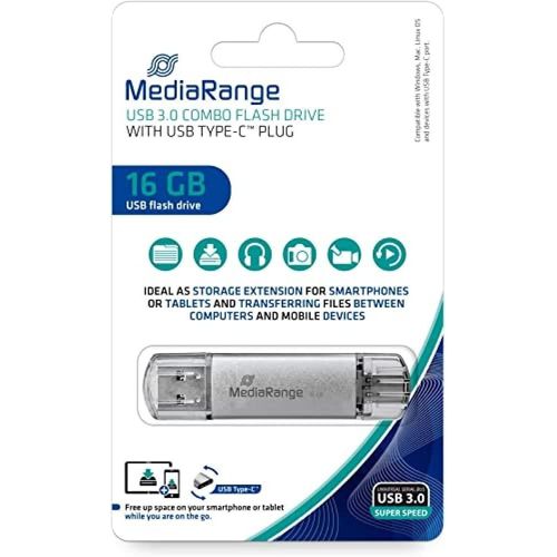 SHILIU-MR935 Clé USB 16GB Argent Combo Flash Drive USB 3.1 + Typ C[2588]