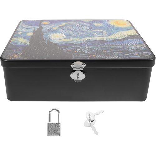 Shiliu-Boîte De Rangement Rectangulaire En Fer Blanc Avec Cadenas,Style Rétro,Pour La Maison, La Cuisine, Le Bureau, Le Chocolat, L[