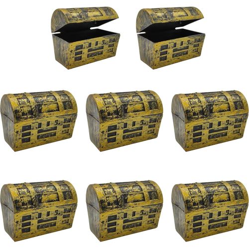 Shiliu-8 Pcs Mini Boîtes Trésor Pirate Vintage Boîte Rangement Bijoux Anciens Coffre Trésor Pirate Petit Souvenir Rétro Coffre Trés[