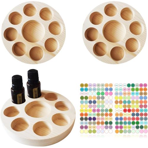 Shiliu-3 Pièces 9 Trous Étagère De Stockage Rangement En Bois Pour Huile Essentielle Aromathérapie - Peut Contenir Des Bouteilles D[