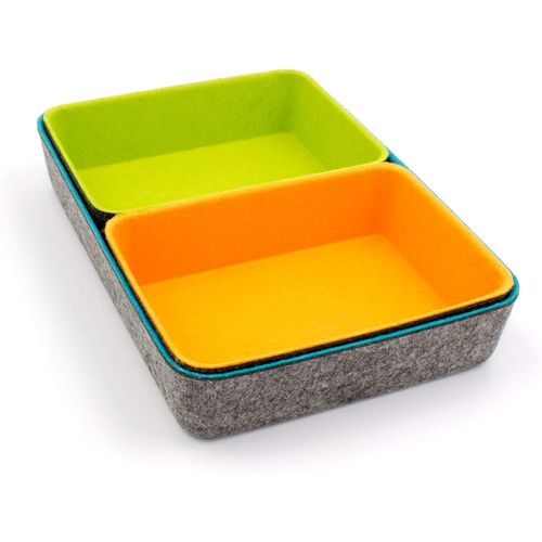 Shiliu-Ensemble De 3 Boîtes De Bureau En Feutre, Stockage Pratique Pour Fournitures De Bureau, Cosmétiques - Gris Foncé, Essence, O[