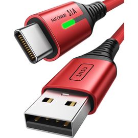 SHILIU-Câble USB C - 2 m - Rouge - Type C 3,1 A - Câble de charge rapide USB vers USB C - Câble de charge rapide en nylon USB-C - L[