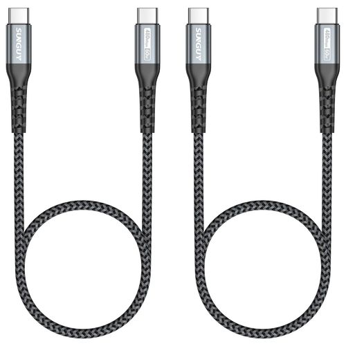SHILIU-Câble USB C vers USB C, 2 x 0,5 m PD 60 W de type C vers type C, Câble de charge rapide pour iPhone 16/15 Pro Max Plus,iPad [