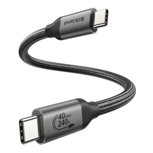 SHILIU-Câble USB4 Compatible avec Câble Thunderbolt 4 30cm, 40Gbps Transfert Données, 8K@60Hz 4K@144Hz HDR Vidéo, PD3.1 240W 5A Cha[