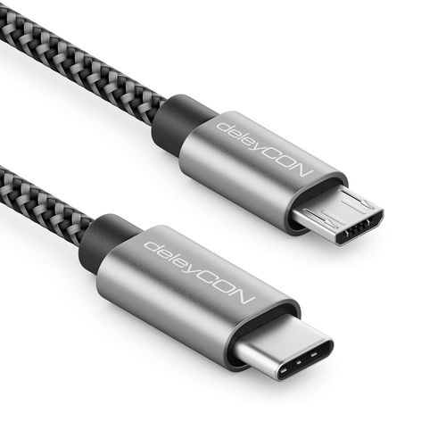 SHILIU-0,5m Câble USB C vers Micro USB Adaptateur Court 50cm - Câble de Charge & Câble de Données Dans Les Deux Sens - Compatible a[