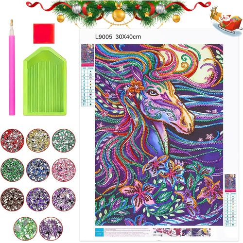 Shiliu-Diamond Painting Cheval Activité Manuelle Fille,Diamond Painting Créatifs Pour Filles 10 11 12 Ans,5d Diamond Painting Cheva[