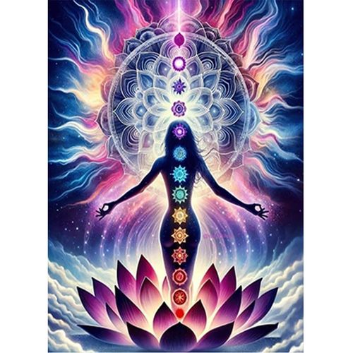 Shiliu-40x50cm Diamond Painting Spiritualité, Peinture Diamant Mandala, Tableau Strass Diamant Rond Pour Adultes, Canevas Diamant L[