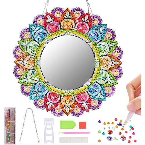 Shiliu-Kit Miroir Peinture Diamant, Miroir De Peinture De Diamant De Bricolage, Diamond Painting Miroir Mural, Kit De Peinture Diam[