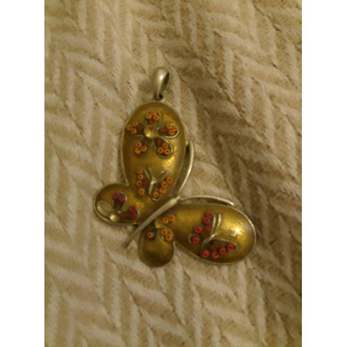 Pendentif En Métal Coloré Papillon.
