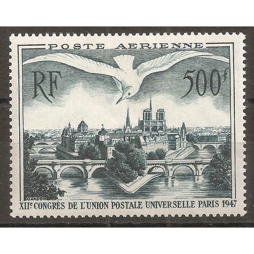 Pa 20 (1947) Poste Aérienne U.P.U Paris 500f N** (Cote 65e) (9872)