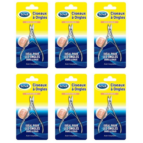 Scholl Lot De 6 Ciseaux À Ongles De Pieds Coupe Nette Et Précise 11 Cm