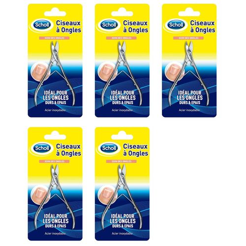 Scholl Lot De 5 Ciseaux À Ongles De Pieds Coupe Nette Et Précise 11 Cm