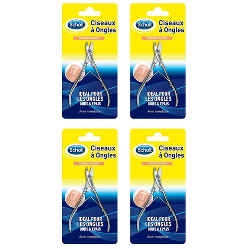 Scholl Lot De 4 Ciseaux À Ongles De Pieds Coupe Nette Et Précise 11 Cm