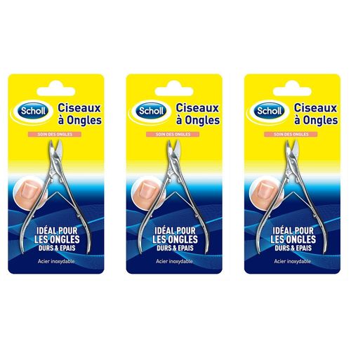 Scholl Lot De 3 Ciseaux À Ongles De Pieds Coupe Nette Et Précise 11 Cm